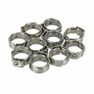 Urlwall 100PCS 304 สแตนเลสสตีลแหวนท่อ Clamps หูเดียวคลิปท่อ Clamp Assortment ชุด 5.3 มม.-15.3 มม.Clamps สําหรับหลอดคลิปน้ํา