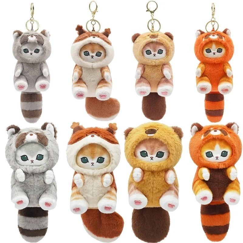 Mofusand Shark Cat Cos Series น่ารักตุ๊กตานุ่มตุ๊กตาแมว 12 ซม. Kawaii Plushies พวงกุญแจกระเป๋าจี้ตกแต่ง
