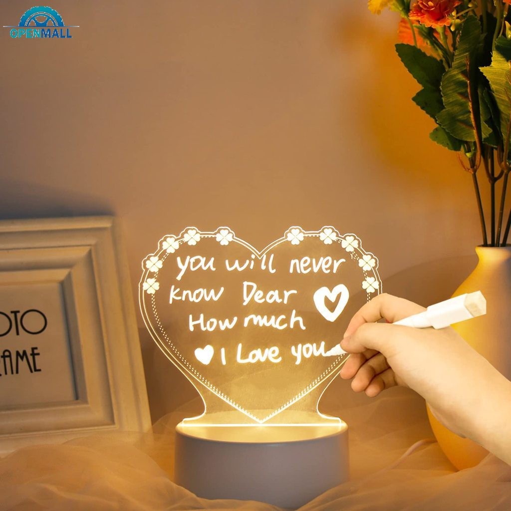OML อะคริลิคแห้งลบบอร์ดพร้อมไฟ,clear Desktop Note Memo สีขาวบอร์ดที่มีสีสัน LED Ligup ข้อความสําหรับ Office Home School