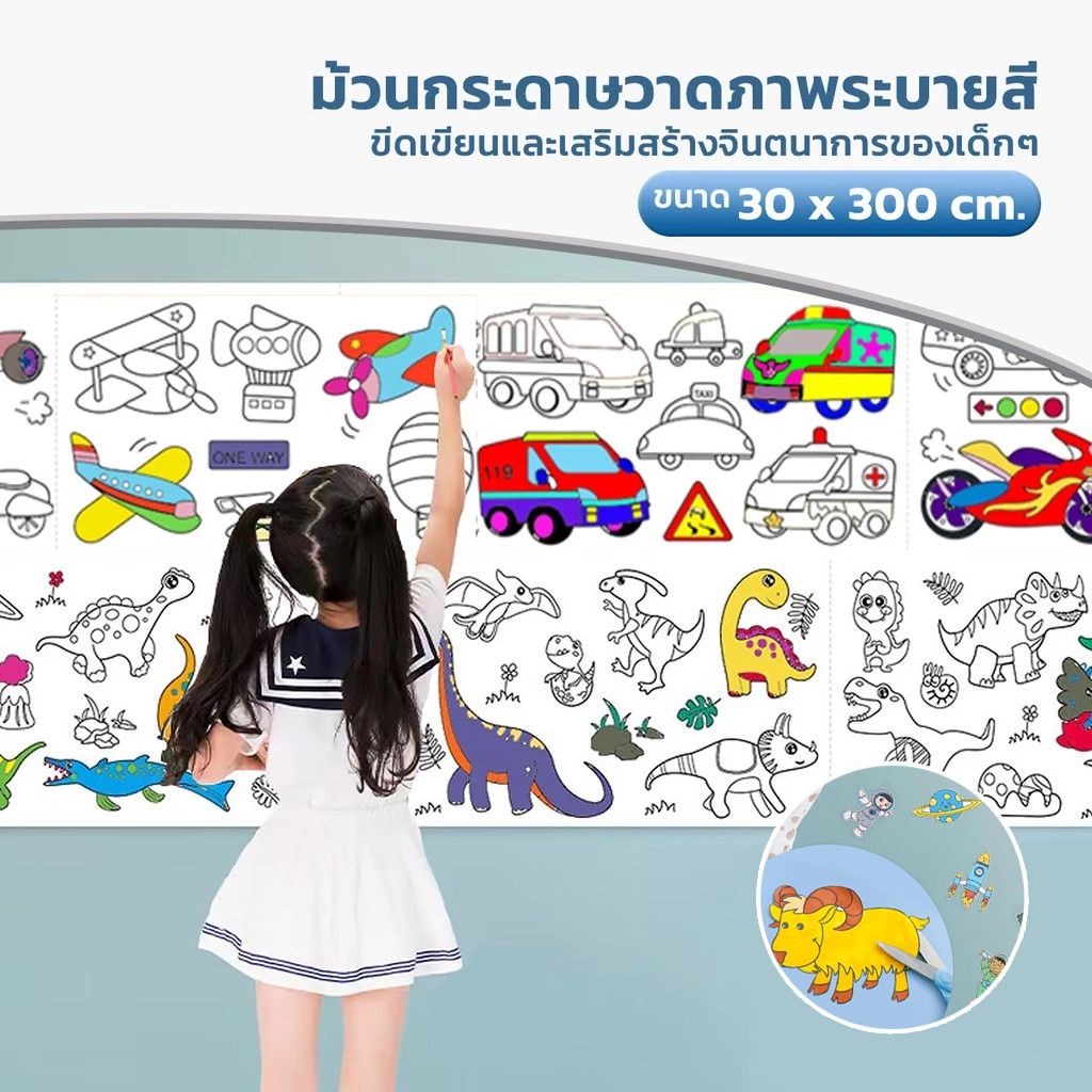 โปสเตอร์ภาพระบายสียักษ์ กระดาษระบายสีแผ่นใหญ่ พร้อมส่ง ม้วนกระดาษระบายสี กระดาษระบายสีเด็ก