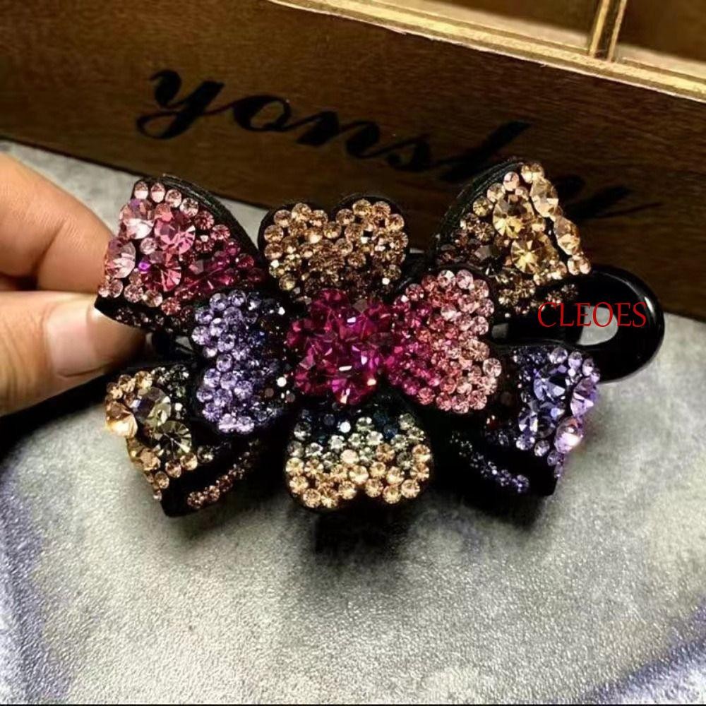 Cleoes ดอกไม้คริสตัล Hairpins, Bowknot U-shape Rhinestone ดอกไม้กิ๊บ,แฟชั่นพลาสติก Mom Headdress อุปกรณ์เสริมผมผู้หญิง Duckbill คลิป Party