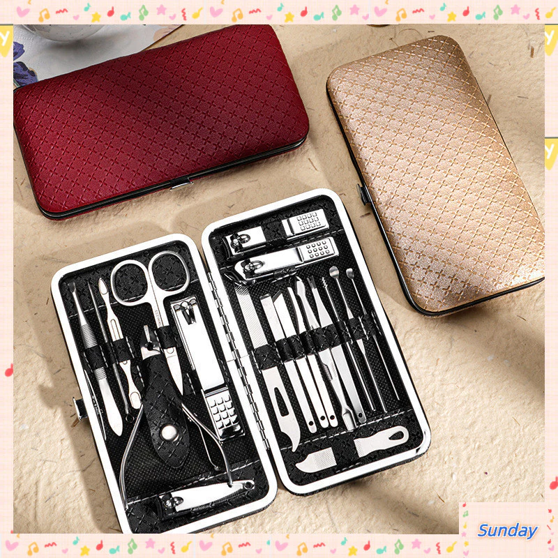 จัดส่งที่รวดเร็ว! 7/19 ชิ้นกรรไกรตัดเล็บชุดจมูกตัดขน Deluxe กระเป๋า Trimmer Ear Picks เครื่องมือเล็บเท้าเครื่องมือ