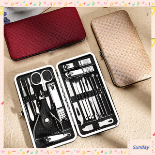 จัดส่งที่รวดเร็ว! 7/19 ชิ้นกรรไกรตัดเล็บชุดจมูกตัดขน Deluxe กระเป๋า Trimmer Ear Picks เครื่องมือเล็บเท้าเครื่องมือ