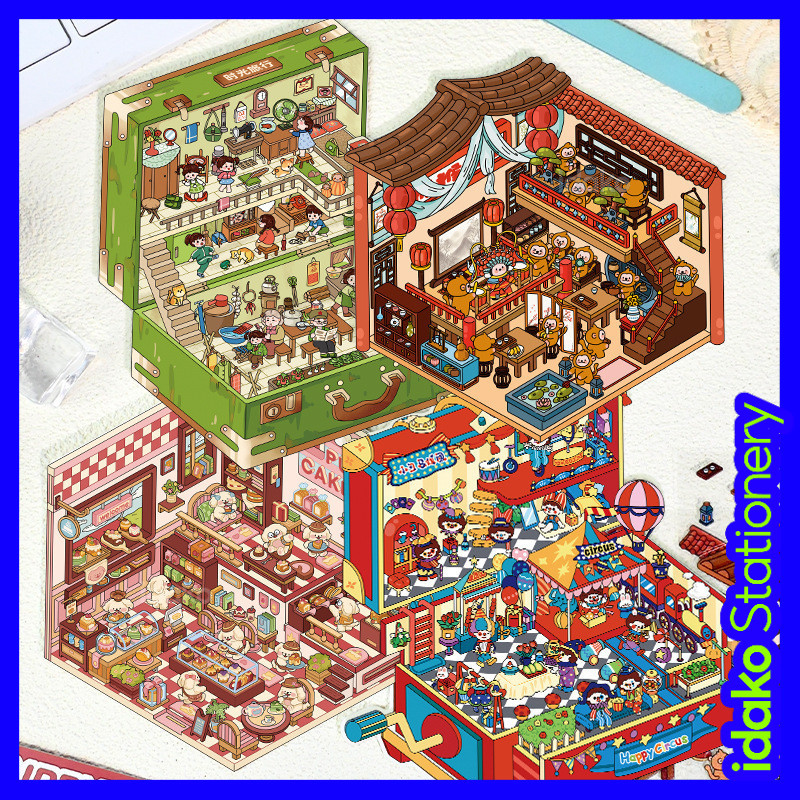 Idako 3D สติกเกอร์ Miniature Storage ภูมิทัศน์ Cabin สติกเกอร์ diy 3D ฉากสติกเกอร์ SS223