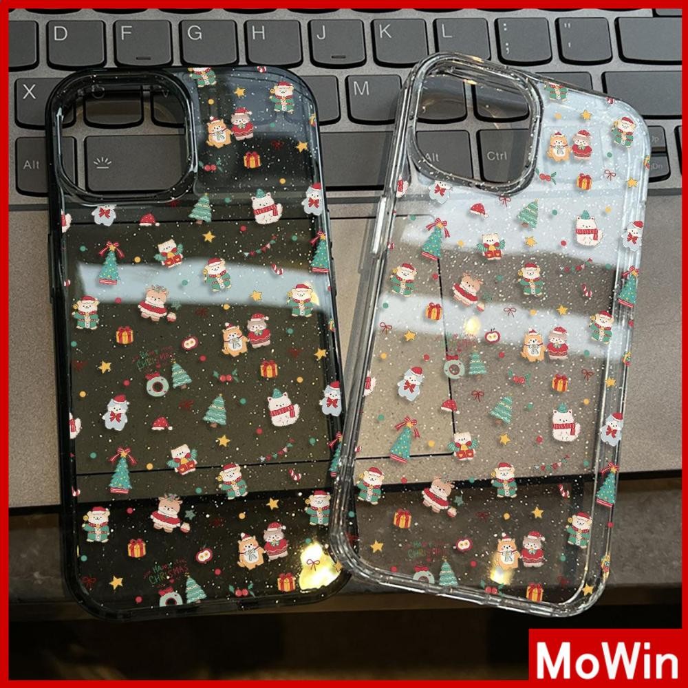Movin - เคส iPhone 16 Pro Max iPhone 11 เคสใสแบบแวววาว TPU นุ่มสีสันสดใส สุขสันต์วันคริสต์มาสที่น่ารัก Compatible iPhone15 Pro max 14 13 12 Pro max XS XR 7 Plus 8 Plus