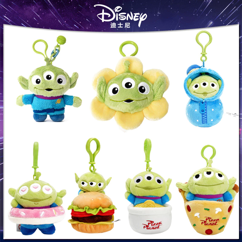 Disney Toy Story Alien น่ารัก Kawaii สามตา Boy Plush จี้กระเป๋านักเรียนกระเป๋าเป้สะพายหลังจี้พวงกุญแจตุ๊กตาของเล่นของขวัญวันเกิดของขวัญคริสต์มาส