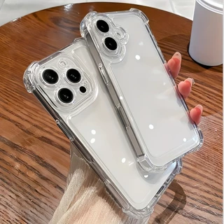 ใหม่ iPhone กันกระแทกเคสโทรศัพท์นุ่มโปร่งใส 16/15/14/13/12/11 Pro Max Plus X XS Max XR 7Plus 8Plus หรูหราโปร่งใสขอบฝาครอบป้องกัน