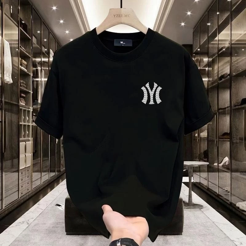 เสื้อยืดคอกลม เสื้อเชิ้ตผู้ชาย ใส่สบาย เสื้อยืดโอเวอร์ไซส์ ไม่หดตัว พิมพ์ลาย แฟชั่นสตรีท"Y" thumbnail 3