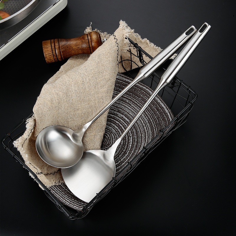 อุปกรณ์ทำอาหาร Stainless steel สไตล์ช้อนผสมยาว จับถนัดมือ Stainless steel kitchenware