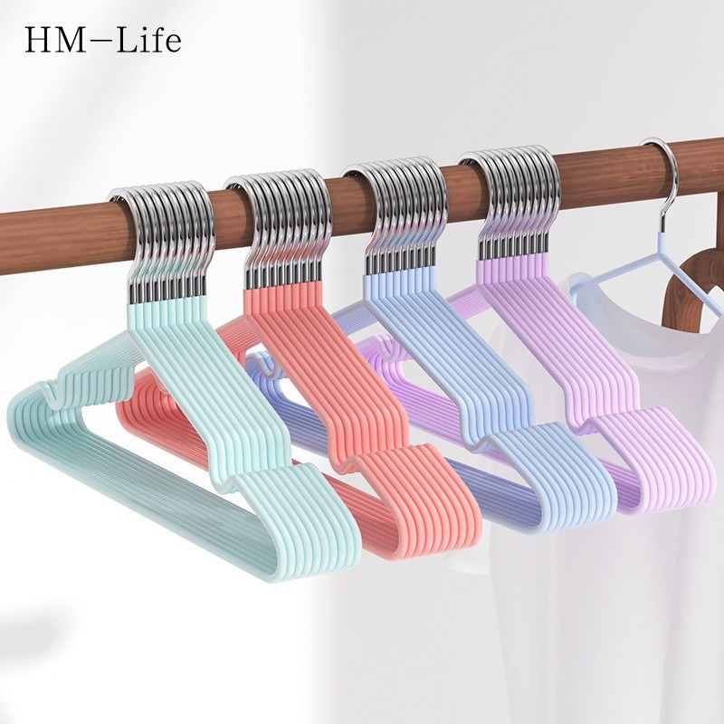 ไม้แขวนเสื้อสแตนเลส 10 ชิ้นราวตากผ้าไร้ตะเข็บสีทึบประเทศไทยออก G2612