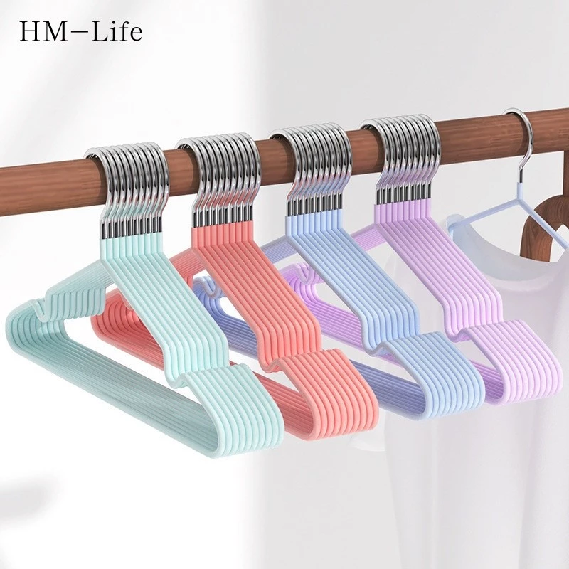 ไม้แขวนเสื้อสแตนเลส 10 ชิ้นราวตากผ้าไร้ตะเข็บสีทึบประเทศไทยออก G2612