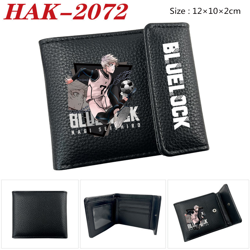 Blue LOCK ทีมการ์ตูน Pu หนังปุ่มสีดําเรียบง่ายกระเป๋าสตางค์เหรียญเด็กนักเรียน