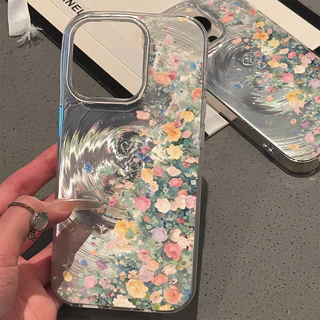 เคสไอโฟน13 16 ลายดอกไม้น้ำวน เคส For IPhone 11 13 12 14 15 16 Pro Max IP 8P 7P Plus X XR XS Max SE กันกระแทก เคสมือถือ