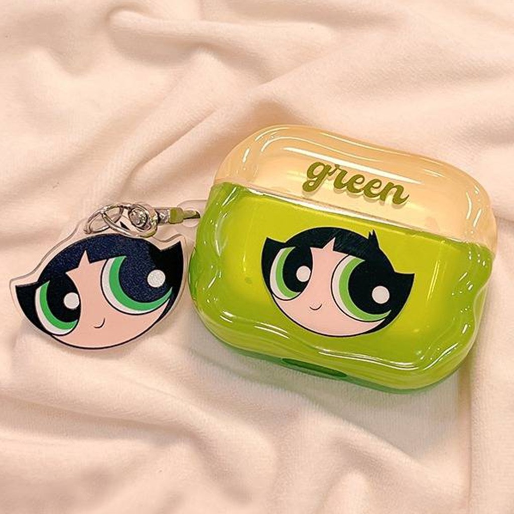 เคสหูฟังสําหรับ แอร์พอด 4 มือโปร 2 3 1การ์ตูนสีสัน พาวเวอร์พัฟ สาวคลื่นขอบนุ่ม ทีพียู กันกระแทกบลูทูธไร้สายหูฟังฝาครอบป้องกันเปลือกกับจี้ป้องกันการสูญ