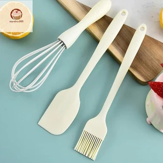 Myoloy 3 ชิ้นชุดเบเกอรี่ซิลิโคนเกรดอาหารทนความร้อนครีม Scraper เครื่องตีไข่จาระบีแปรงครัวเค้กเบเกอรี่เครื่องมือ TH