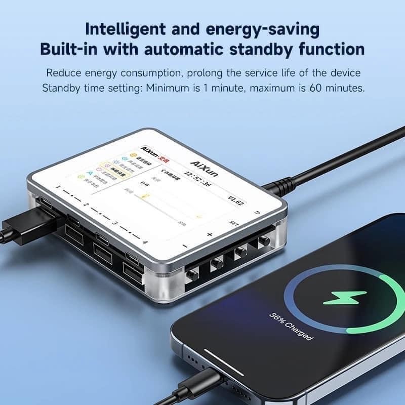 แท่นชาจ์ AIXUN-PF26 USB .อัจฉริยะจอแสดงผลดิจิตอลฟ้าผ่า QC 3.0 260W