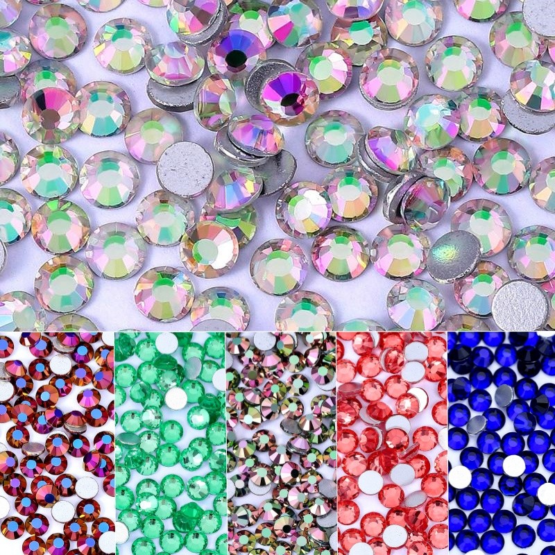 Ss6-ss30 Glitters คริสตัล Rhinestone Flatback Non Hotfix เพชรอัญมณีหลวม Glitter กาว Rhinestones สําหรับงานฝีมือ