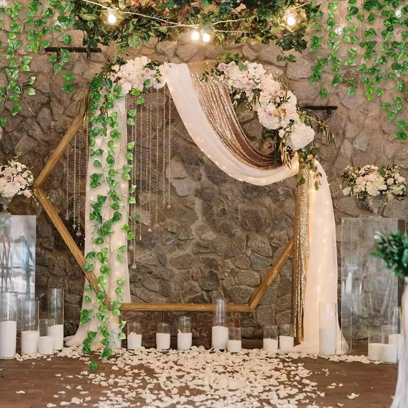 พวงมาลัยไม้เลื้อยตกแต่งงานแต่งงาน | เถาวัลย์ไหมพลาสติกเทียมพร้อมใบหลายขนาด 240 ซม. พืชสีเขียวปลอมสําหรับระเบียง/ความรู้สึก - รูปที่ 2