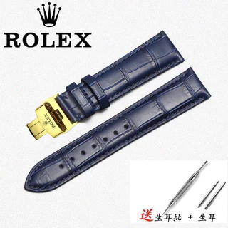 สายนาฬิกาหนังแท้สําหรับ Rolex - Daytona, Hulk, Submariner, Yacht-Master, Cellini, Butterfly Clasp, 12-24mm