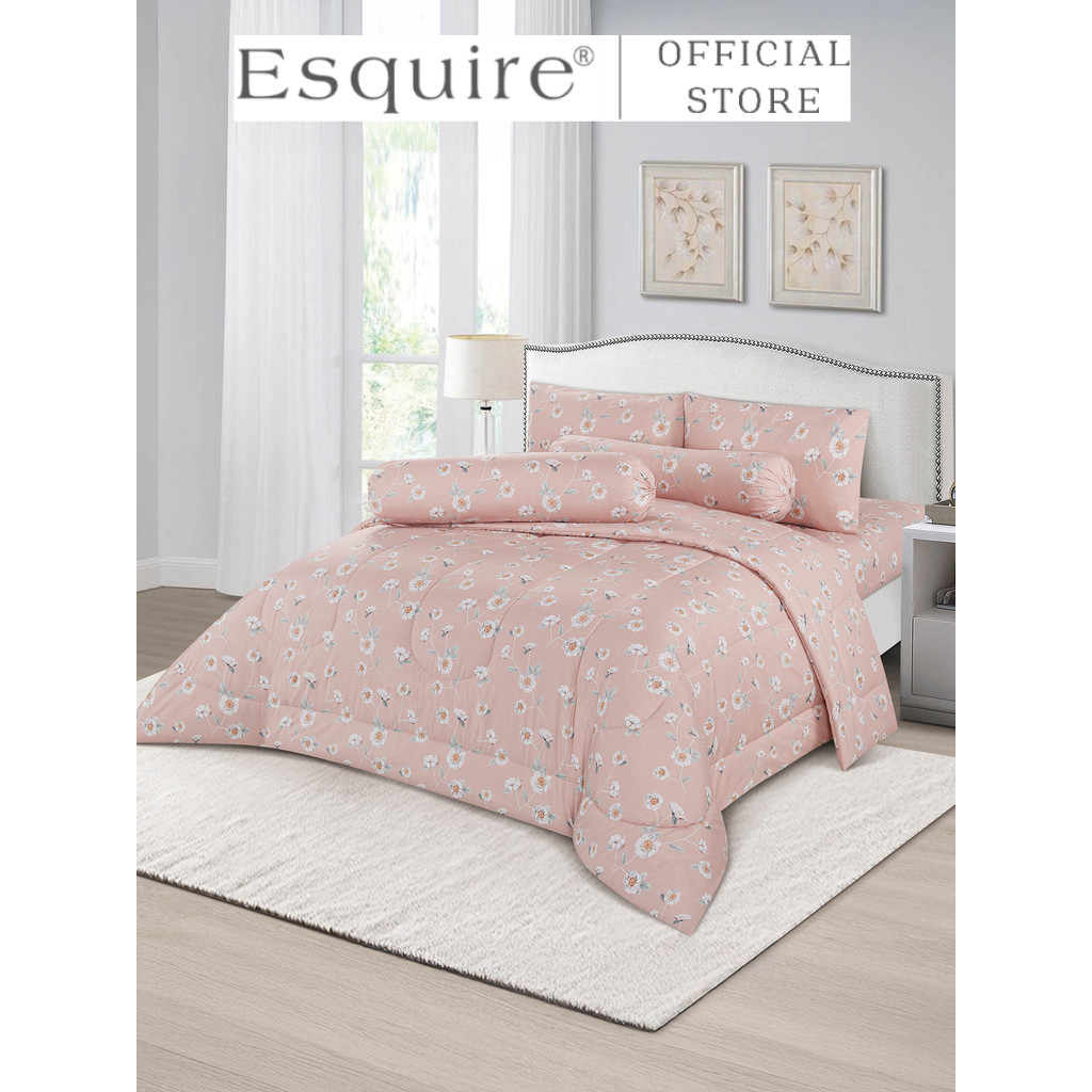 ESQUIRE  ชุดผ้าปูที่นอน Microtech 3.5 ฟุต 3 ชิ้น พิมพ์ลาย Pink Bloom ทวินไซส์ สีชมพู
