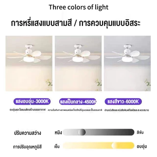 40W E27 ไฟพัดลมเพดาน LED ไฟพัดลมห้องนั่งเล่น/ห้องนอน ถอดออกได้ ปรับแสงได้ ไฟพัดลมติดเพดาน พร้อมรีโมท
