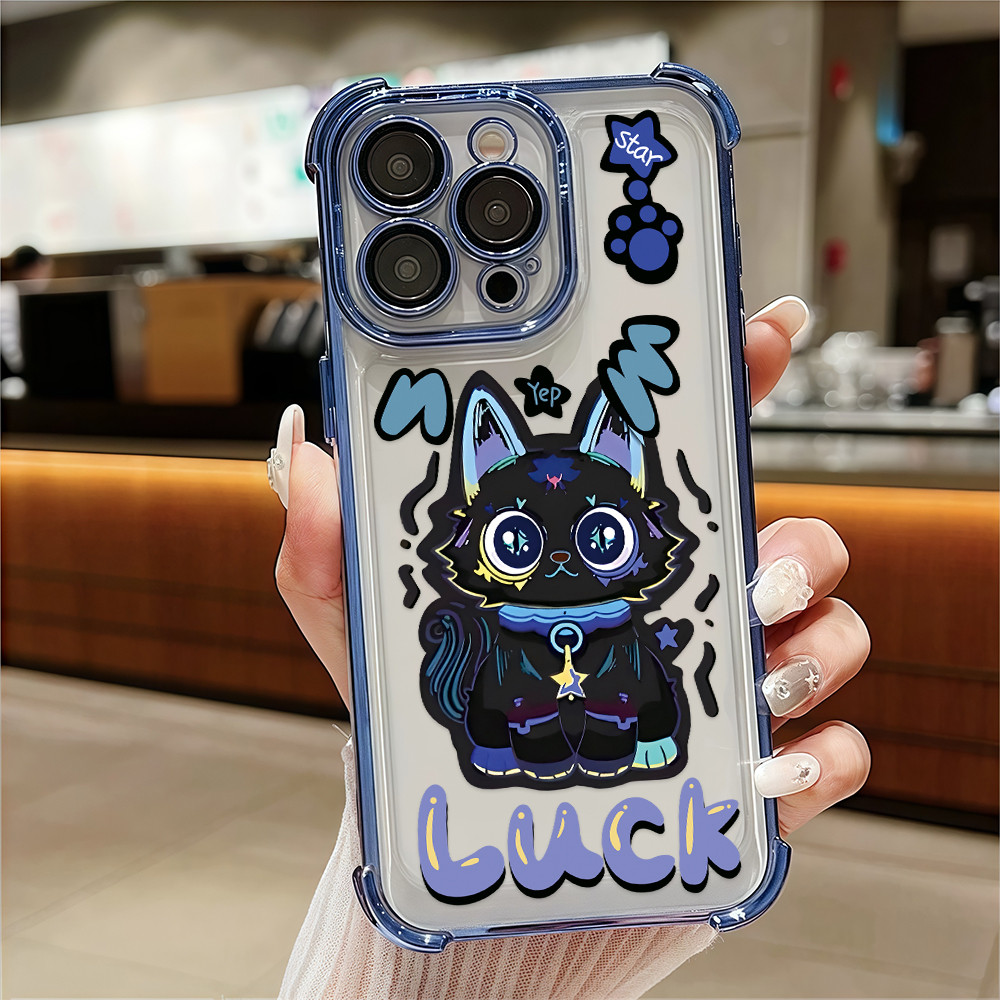 พร้อมส่ง เคสไอโฟน12 ลายลูกแมวดำ น่ารัก เคสมือถือ For IPhone11 12 13 14 15 16 ProPROMAX 7/8PLUS X XR XSMAX สีมุมกันกระแทก