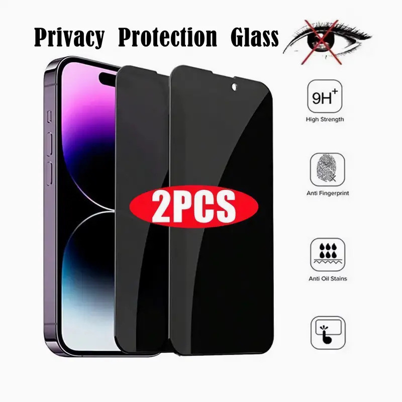 2PcS ตัวป้องกันหน้าจอความเป็นส่วนตัว, เหมาะสําหรับ iphone 17 16 15 Pro Max/14 Pro/13/12/11 Pro Max XSMAX/XR/XS/6 7 8 6s PlUS mini
