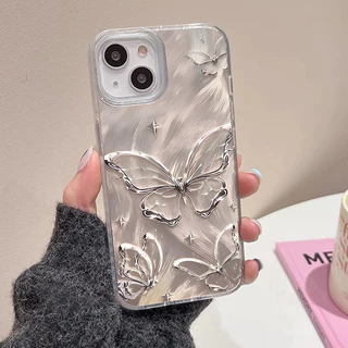 สีใสกากเพชร สำหรับรุ่นไอโฟน 16 15 7 8plus x xr xsmax 17 16 11 14 12 13 15 Pro max 16 Pro เคสไอโฟน11ผีเสื้อทอง