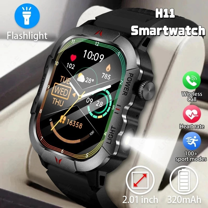 สมาร์ทวอท์ชสําหรับผู้ชาย H11 กลางแจ้ง 3AT นาฬิกากันน้ําบลูทูธโทร Ai Voice Sport Smartwatch สําหรับ A