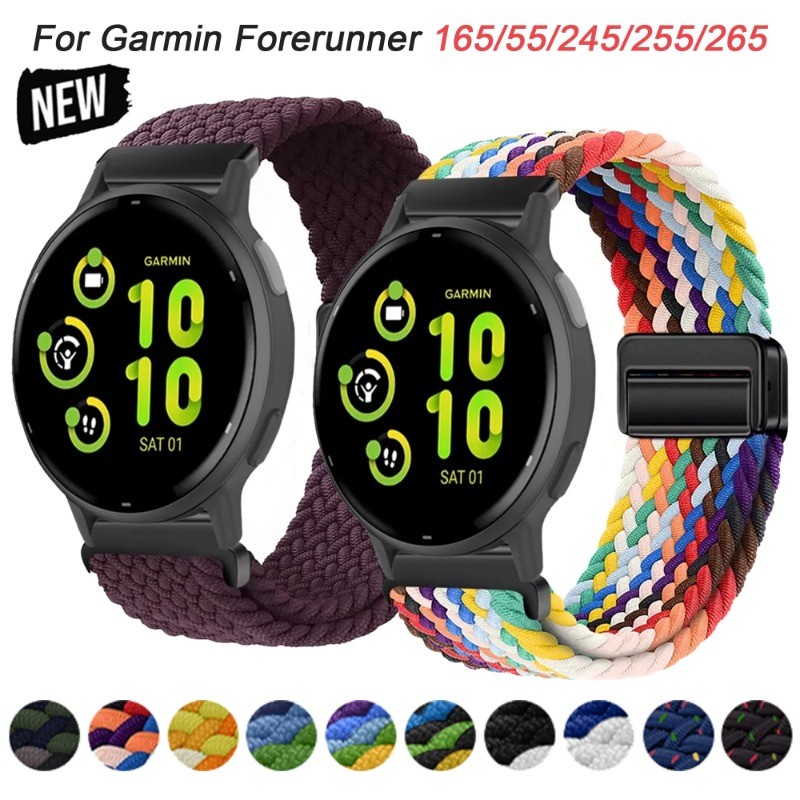 20 มม.22 มม.สายไนลอนสําหรับผู้เบิกทาง Garmin 165 55 965 265 245 255/venu 3 สร้อยข้อมือแม่เหล็กสําหรับ Garmin venu2 plus/venu SQ2 สายคล้อง