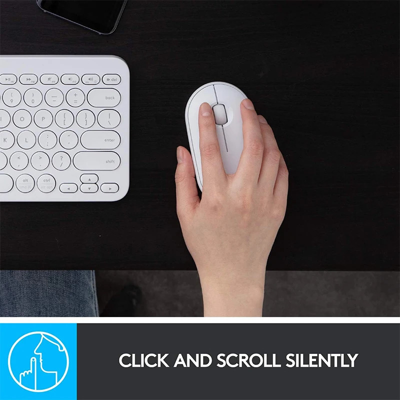 Logitech M350 Mouse Pebble เมาส์ไร้สายบลูทูธ Mini USB Gaming Mice สําหรับแล็ปท็อปโน้ตบุ๊ค PC Mac