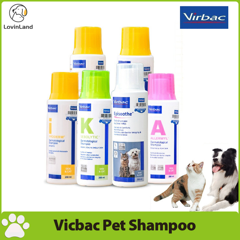 Virbac Pet Shampoo for Dogs & Cats Anti-Fungal บรรเทาภูมิแพ้ & Pyderma Treatment (การติดเชื้อผิวหนัง กลาก คัน)
