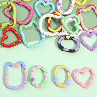 1PC ฤดูใบไม้ผลิหัวใจแหวนหัวเข็มขัด Multicolors Star ดอกไม้ Cat Shape กระเป๋าเข็มขัดหัวเข็มขัดกระเป๋าถือ Carabiner เครื่องมือกลางแจ้ง