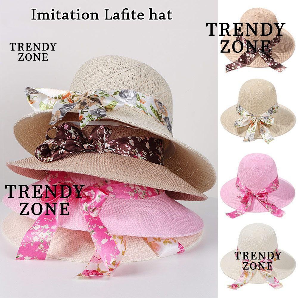 Trendyzone หมวกชายหาด ฤดูร้อน พับได้ แบบพกพา ปีกกว้าง หมวกกันแดด