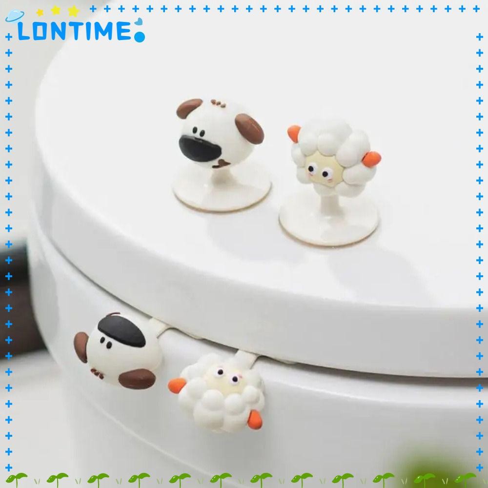 LONTIME อุปกรณ์ยกฝารองนั่งชักโครก, แกะ/รูปสุนัข Anti Dirt ฝาชักโครก, เครื่องมือห้องน้ําที่นั่ง Closestool Handle Holder