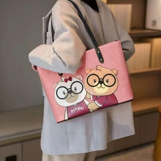 【พร้อมส่ง】miss bag fashion กระเป๋าถือ กระเป๋าสะพายข้าง กระเป๋าหนัง สไตล์เกาหลี แพค 2 ชิ้น