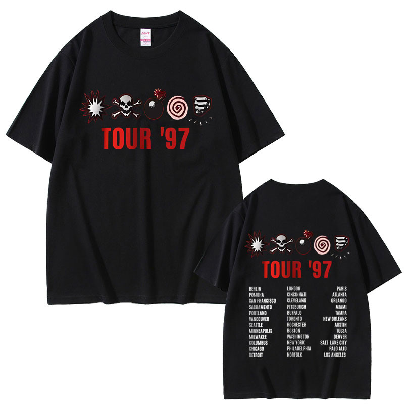 COD Rock Band Kmfdm Tour 97 สองด้านพิมพ์ Tshirt ชายแฟชั่นขนาดใหญ่เสื้อยืดผู้ชายผู้หญิง Vintage Gothi