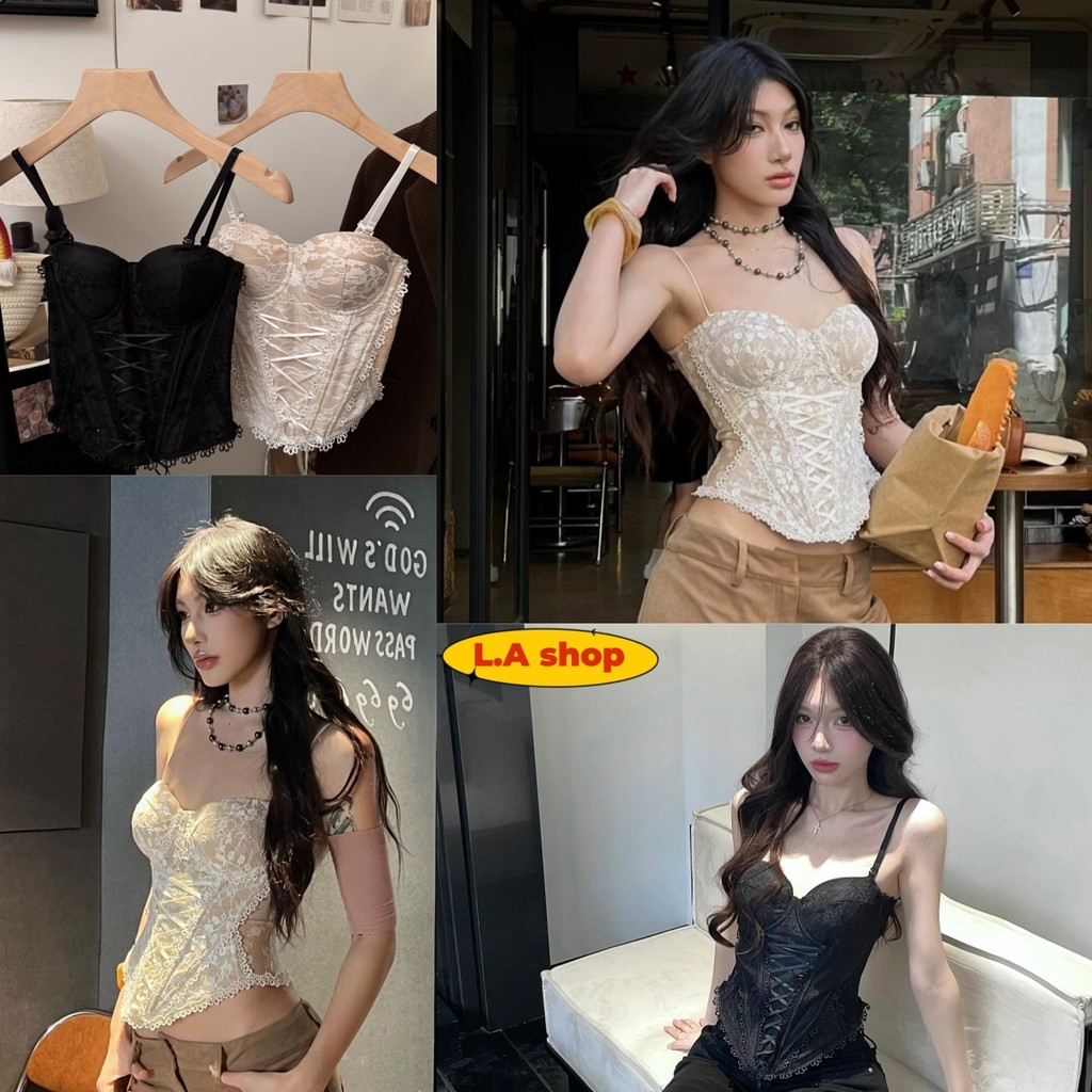 L.A Shop★สไตล์ใหม่★เสื้อสายเดี่ยว ทรงรัดรูป สไตล์เกาหลี มีฟองน้ำ ลายลูกไม้สีพื้น "FY1942"