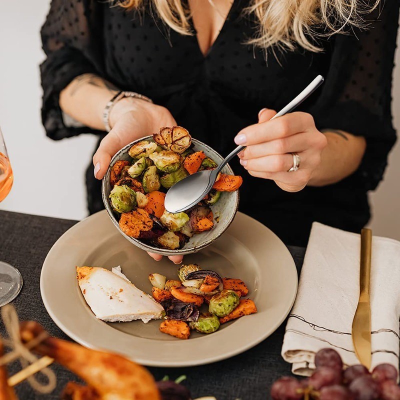 ช้อนด้านล่างแบนสแตนเลสหนา / ช้อนซุปลึกจีน / ส้อมผลไม้จบการศึกษาอาหาร - รูปที่ 2