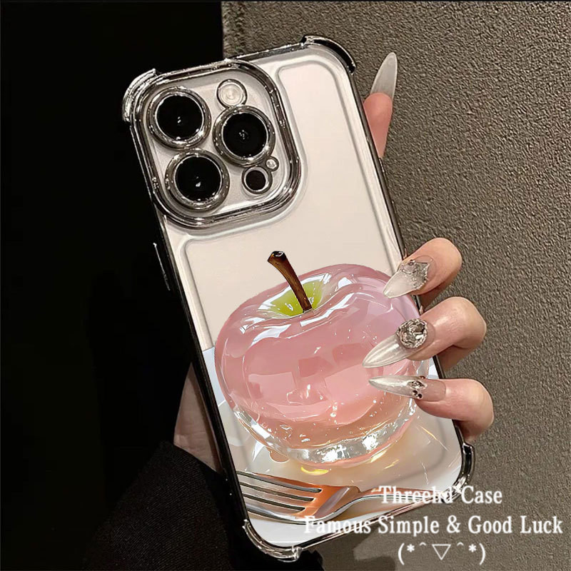 ปลอกสําหรับ OPPO Reno 13F 12F 11F 5 A57 A77s A58 A60 A3X A5s A3s A7 A18 A17 A16 A15 A79 A98 A53 A33 A31 A12 A95 A54 A5 หรูหรา 360°ปกป้องฝาครอบเคสแอปเปิ้ลคริสตัลนําโชค