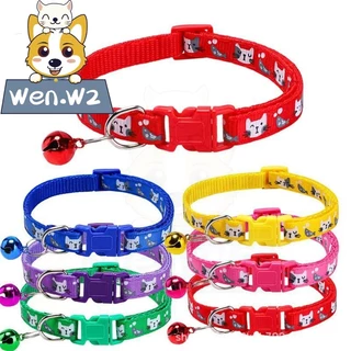 wen.W2 ปลอกคอสัตว์เลี้ยง มีกระดิ่ง ปลอกคอแมวและสุนัข ปรับสายได้