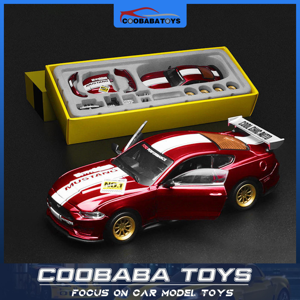 ฟอร์ดมัสตัง GT (2018) 1:42 รถโลหะผสมแบบถอดได้รุ่นรถยนต์โมเดลรถมินิ ประกอบจำลอง ของเล่นรถสปอร์ตสำหรับเด็กผู้ชายที่มีทักษะการใช้งานที่แข็งแกร่ง รถรวบรวม