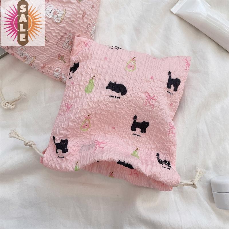 บน 1PCS เกาหลีน่ารักกระเป๋าใส่เหรียญขนาดเล็ก Key หูฟัง Drawstring กระเป๋าเก็บสาวเครื่องประดับลิปสติกเครื่องสําอางเชือกกระเป๋า String กระเป๋า A