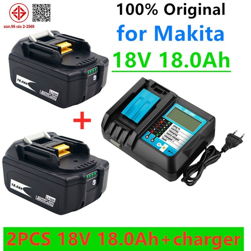 ใหม่ Makita BL1830 แบตเตอรี่ชาร์จ 18v 18000mAh ลิเธียมไอออนสําหรับ 18v แบตเตอรี่ BL1840 BL1850 BL1830 BL1860B BL1850 BLXT 400 + เครื่องชาร์จ