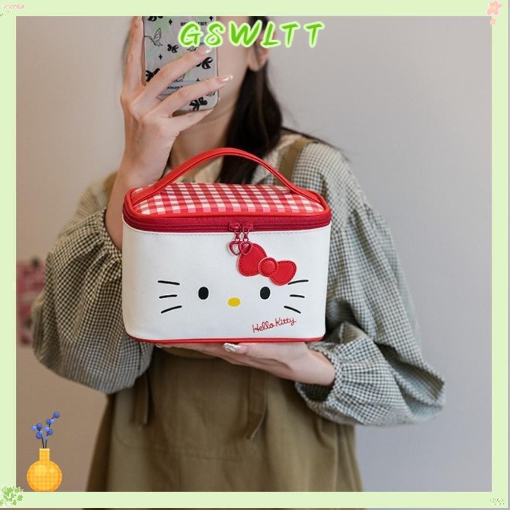 GSWLTT กระเป๋าเครื่องสําอาง, Hello Kitty Kuromi กระเป๋าล้างความจุขนาดใหญ่, น่ารักแบบพกพา Melody Cinnamoroll Sanrio Travel Storage กระเป๋าสําหรับผู้หญิง