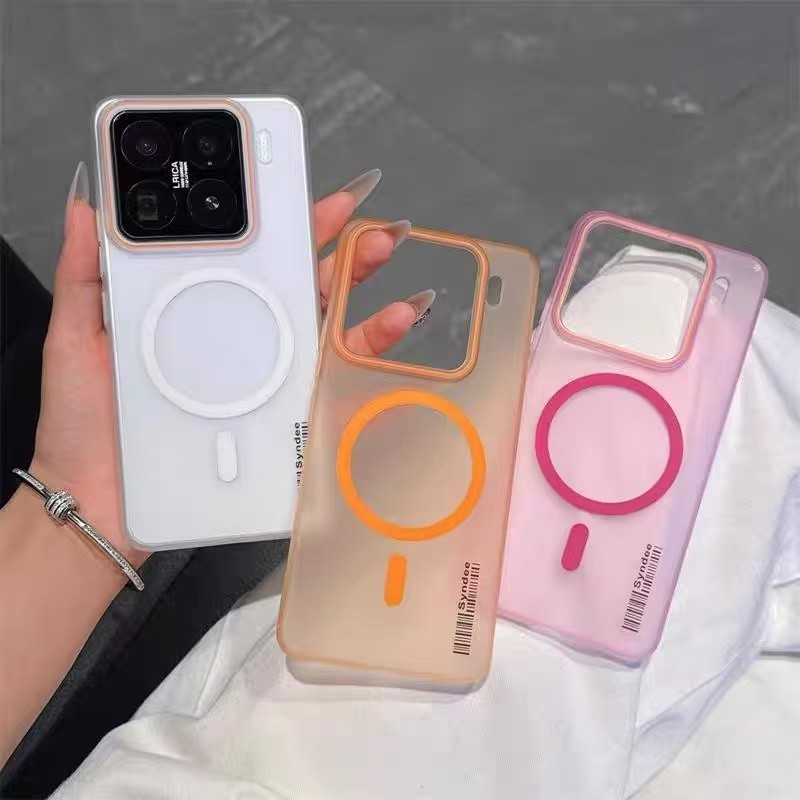 Rose red matte เปลือกแข็งโปร่งใสป้องกันการตกรวมทุกอย่างเคสโทรศัพท์ชาร์จแม่เหล็กเหมาะสําหรับ Xiaomi 1