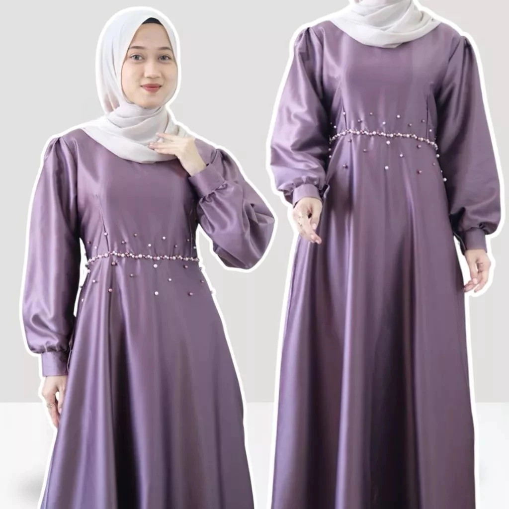 Brina Maxi ซาตินชุดผ้าไหมมุสลิมชุดเพื่อนเจ้าสาวเชิญร่วมสมัย Gamis สําหรับสาววัยรุ่น
