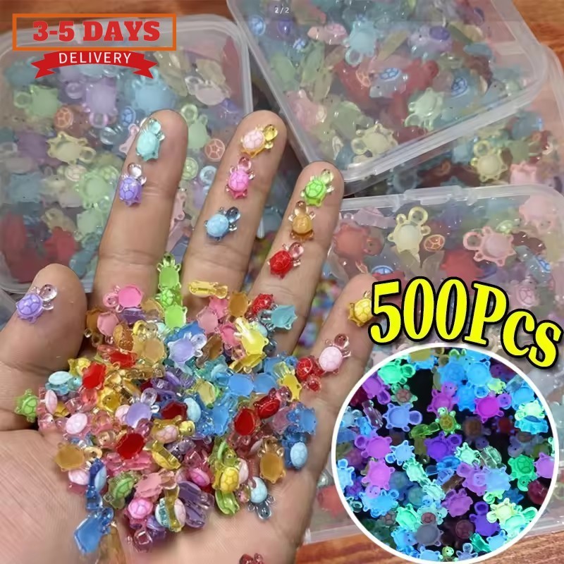 เต่าเรืองแสง ขนาด 0.6-1.1ซม., อุปกรณ์ DIY สำหรับงานฝีมือ ทนต่อการขีดข่วน เหมาะสำหรับของเล่นเด็กและตกแต่ง.party