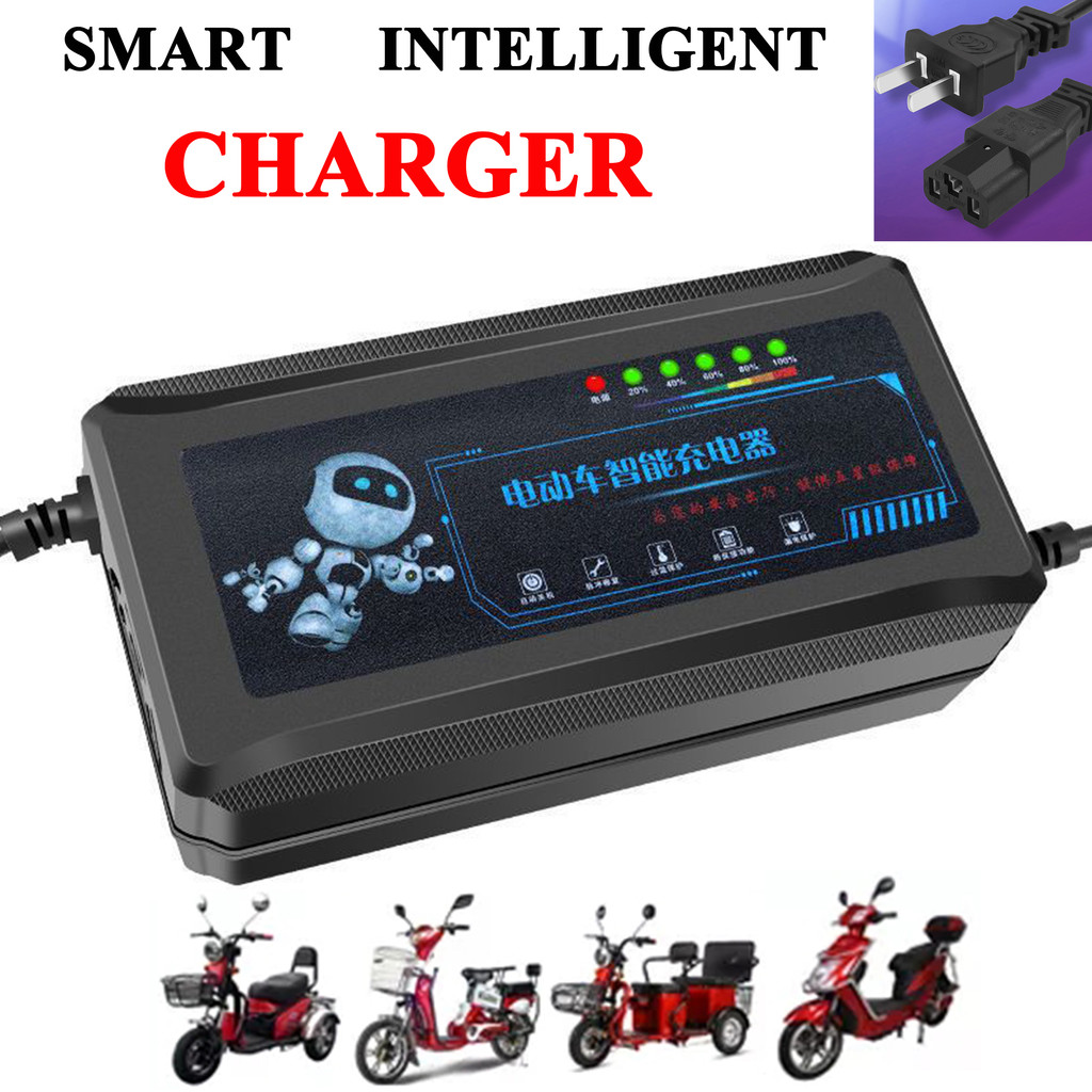 อัจฉริยะ Ebike Charger 48V12AH 48V20AH 60V20AH สําหรับแบตเตอรี่ตะกั่วกรดชาร์จแบตเตอรี่สมาร์ทอัจฉริยะ