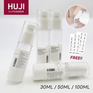 HUJI ใส่ครีม ขวดปั้ม สุญญากาศ ขวดใส่โลชั่นกาศ 30/50/100ml ขวดแบ่งเครื่องสําอาง สามารถนำกลับมาใช้ซ้ำได้ BPA-free เหมาะสำหรับบรรจุโลชั่น อิมัลชั่น และผลิตภัณฑ์ดูแลผิวเมื่อเดินทางหรือเดินทางเพื่อธุรกิจ